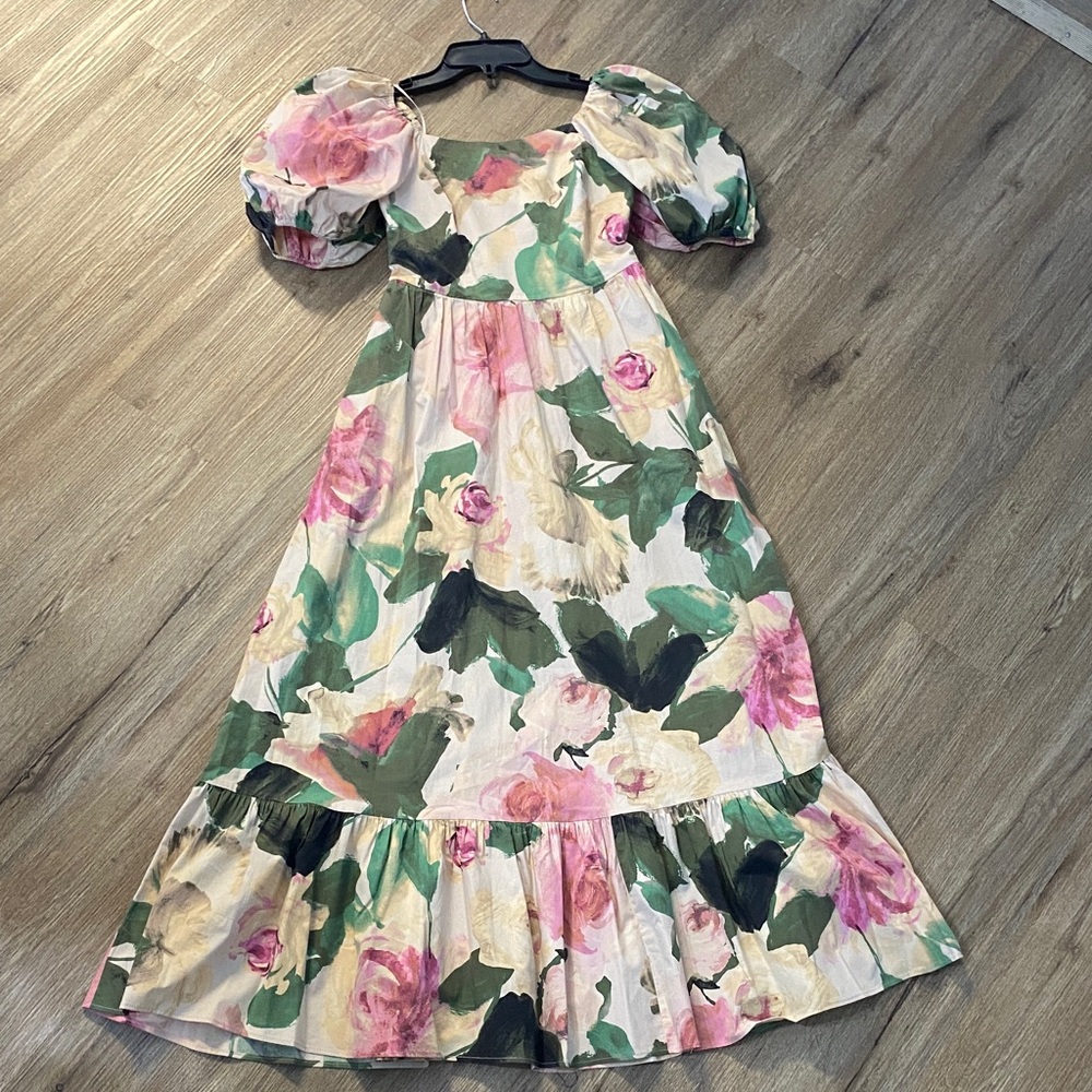 Floral Maxi Dress - Pink and Green